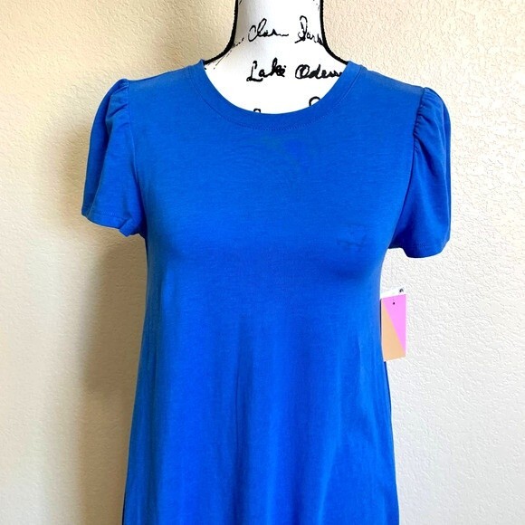 Riley & Rae Blue dress puff Short Sleeve  fit and flare Dress size M relax fit - Picture 8 of 11